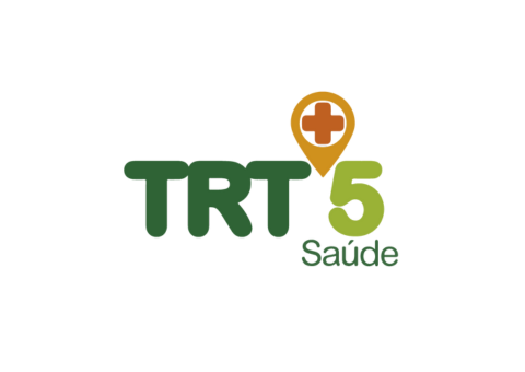 Logotipo do TRT 5 Saúde, com texto verde escuro