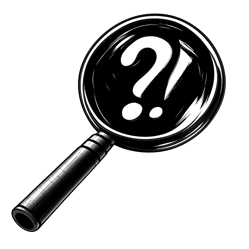 magnifying glass with interrobang