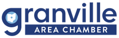 Granville Area Chamber of Commerce logo in blue text and stylized swirl icon