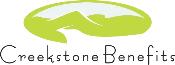 Creekstone Benefits logo with a green abstract swoosh above black text