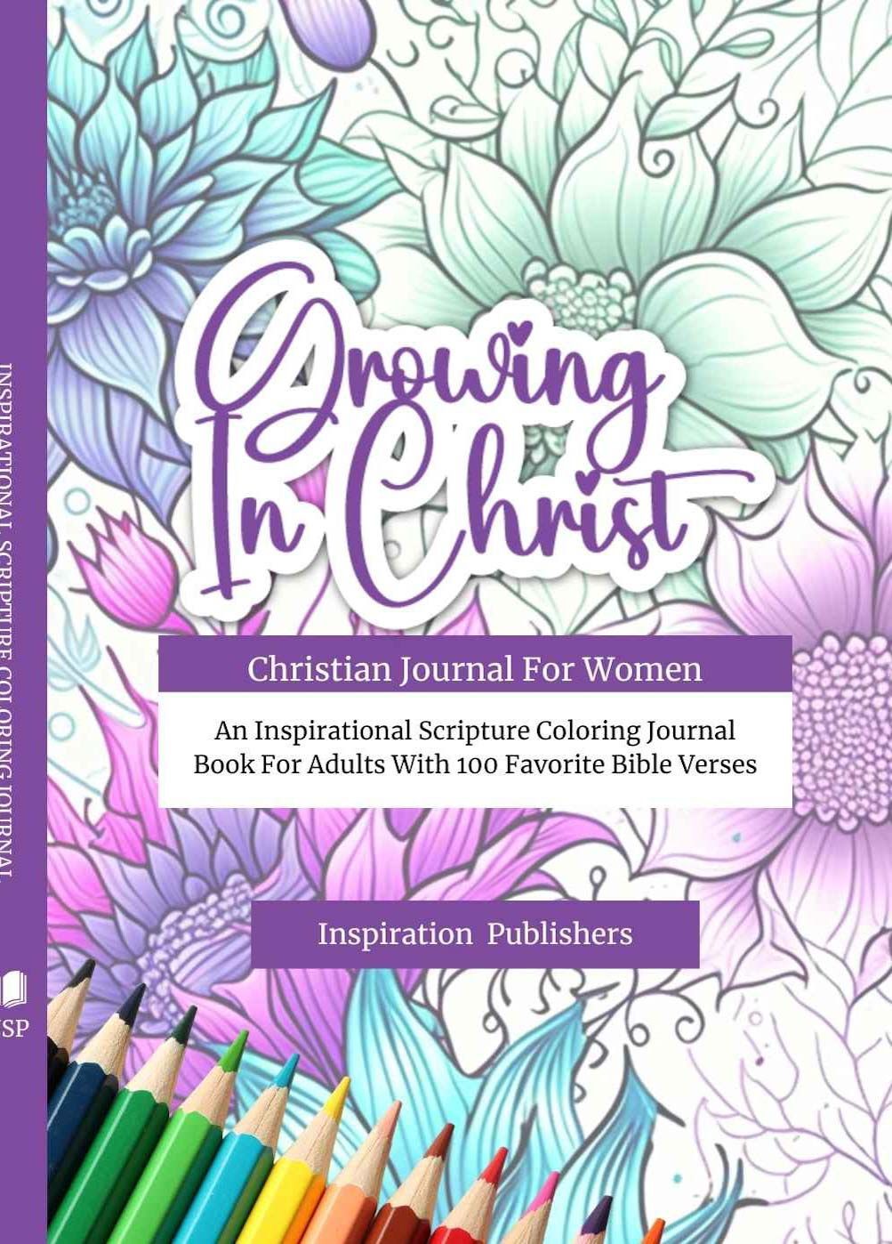 A christian journal for women with colored pencils on the cover.
