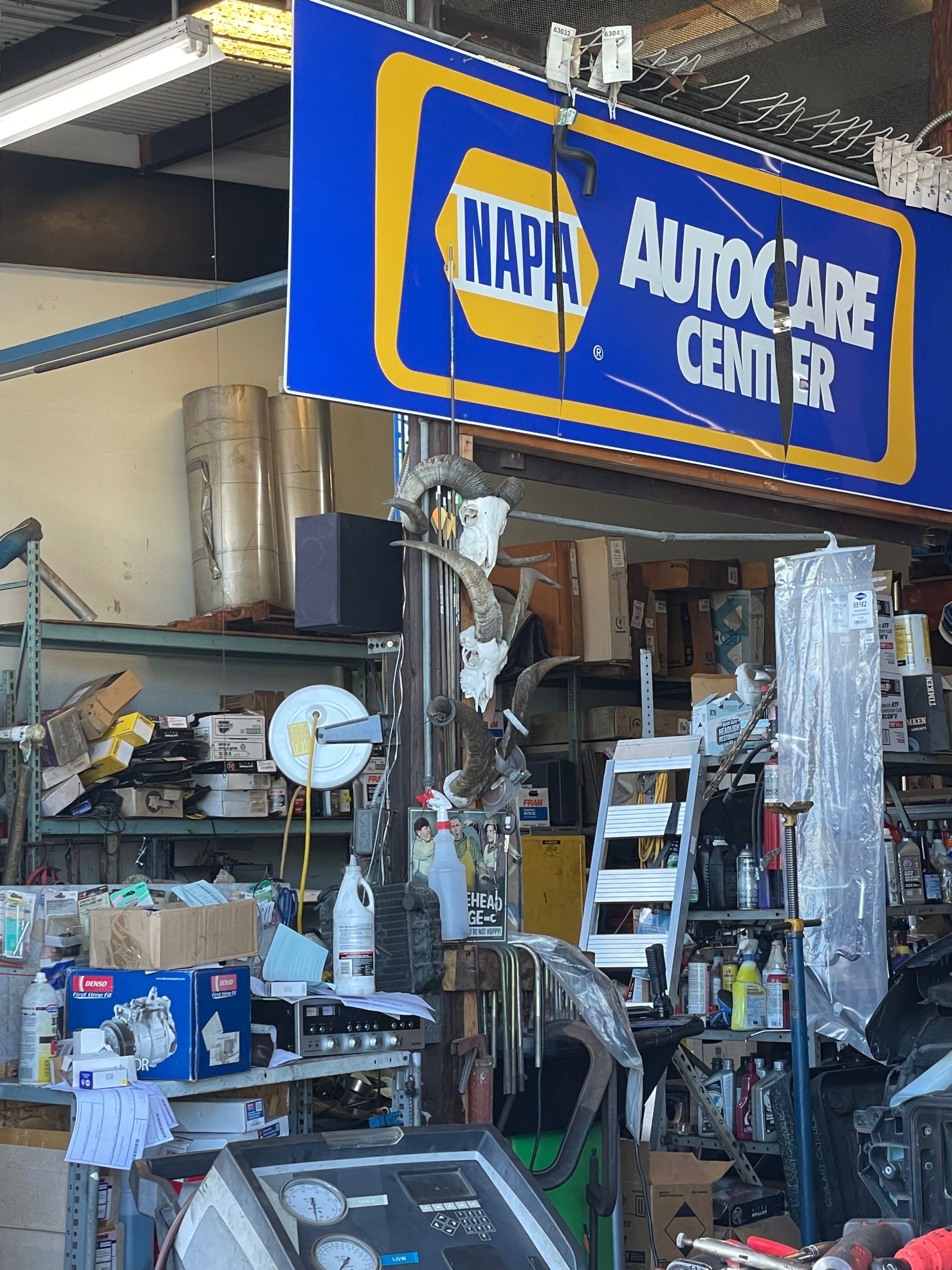 Napa AutoCare Center sign in garage