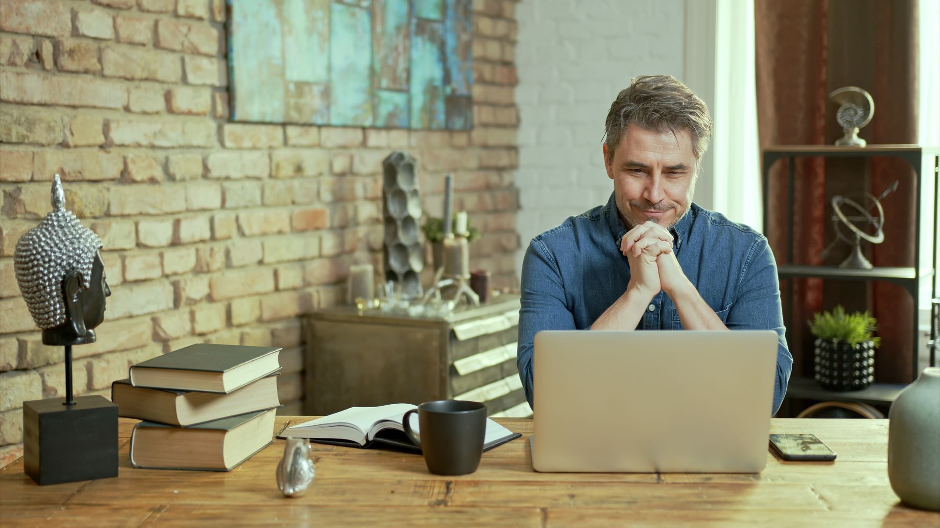Man -- Laptop -- Home Office -- Computer -- Business