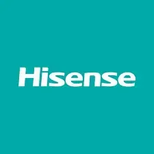 Logo Hisense sur fond turquoise