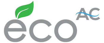 Logo « éco » gris avec une feuille verte et les lettres « AC » bleues au-dessus du côté droit