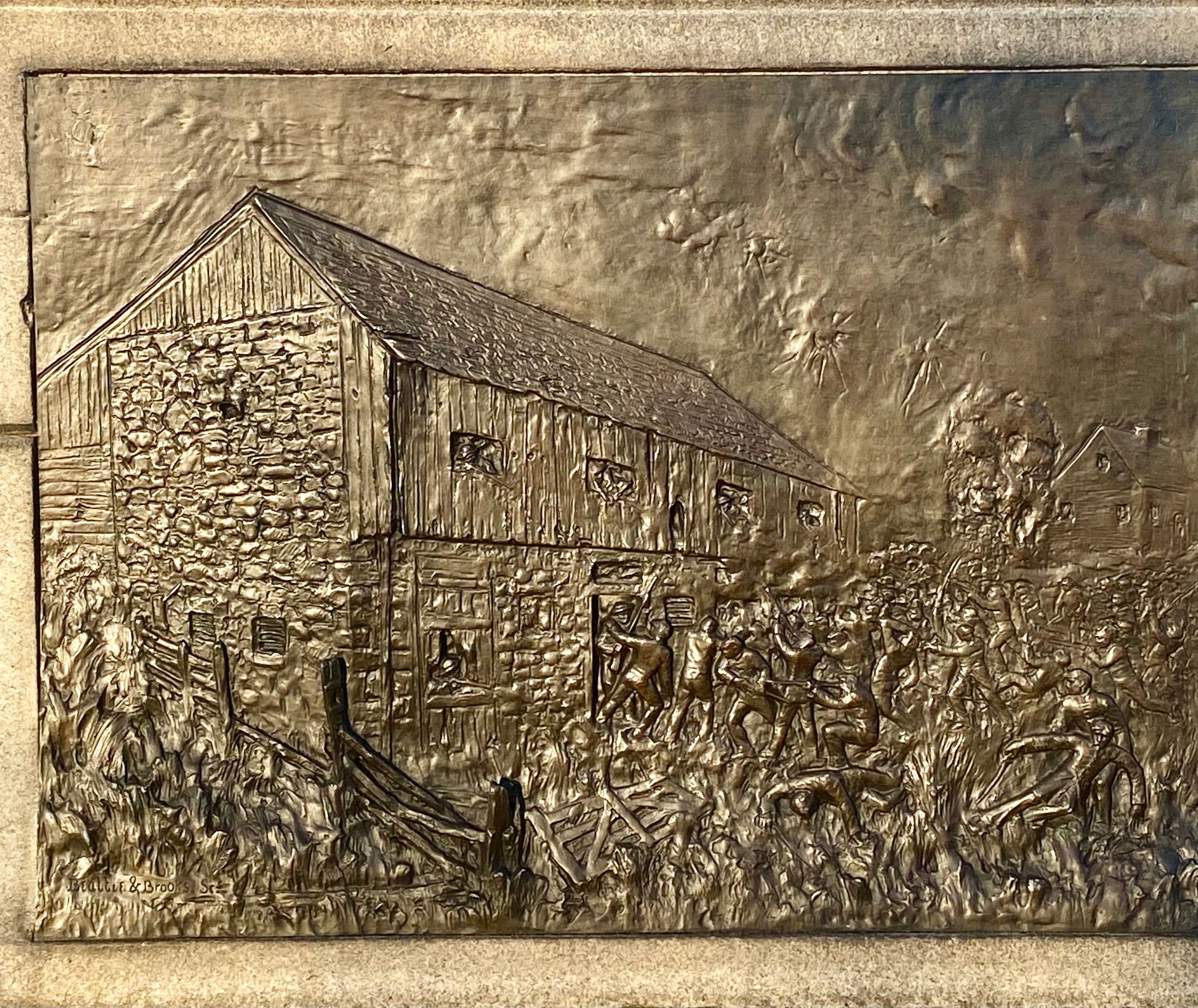 An image of the Bliss barn, the 12th New Jersey Monument<br>
(Author photo)
