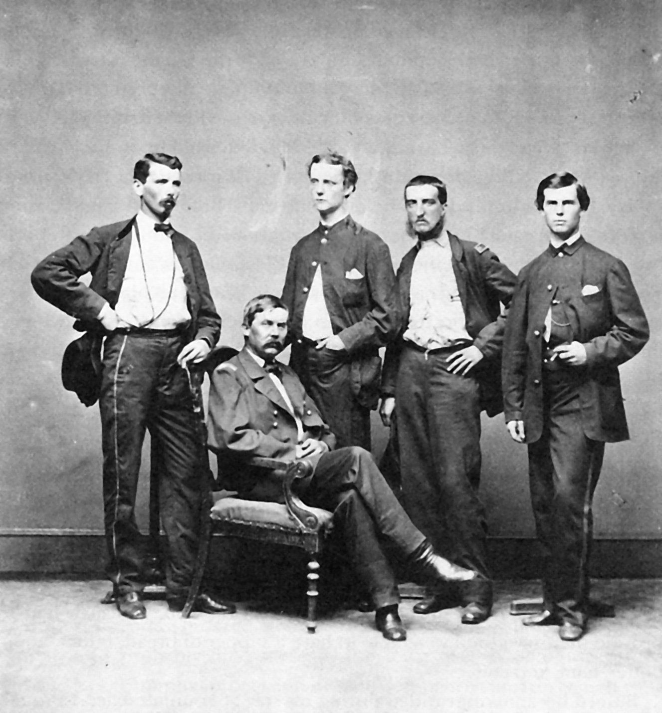 John Buford, seated and his staff, 1863 (Library of Congress)