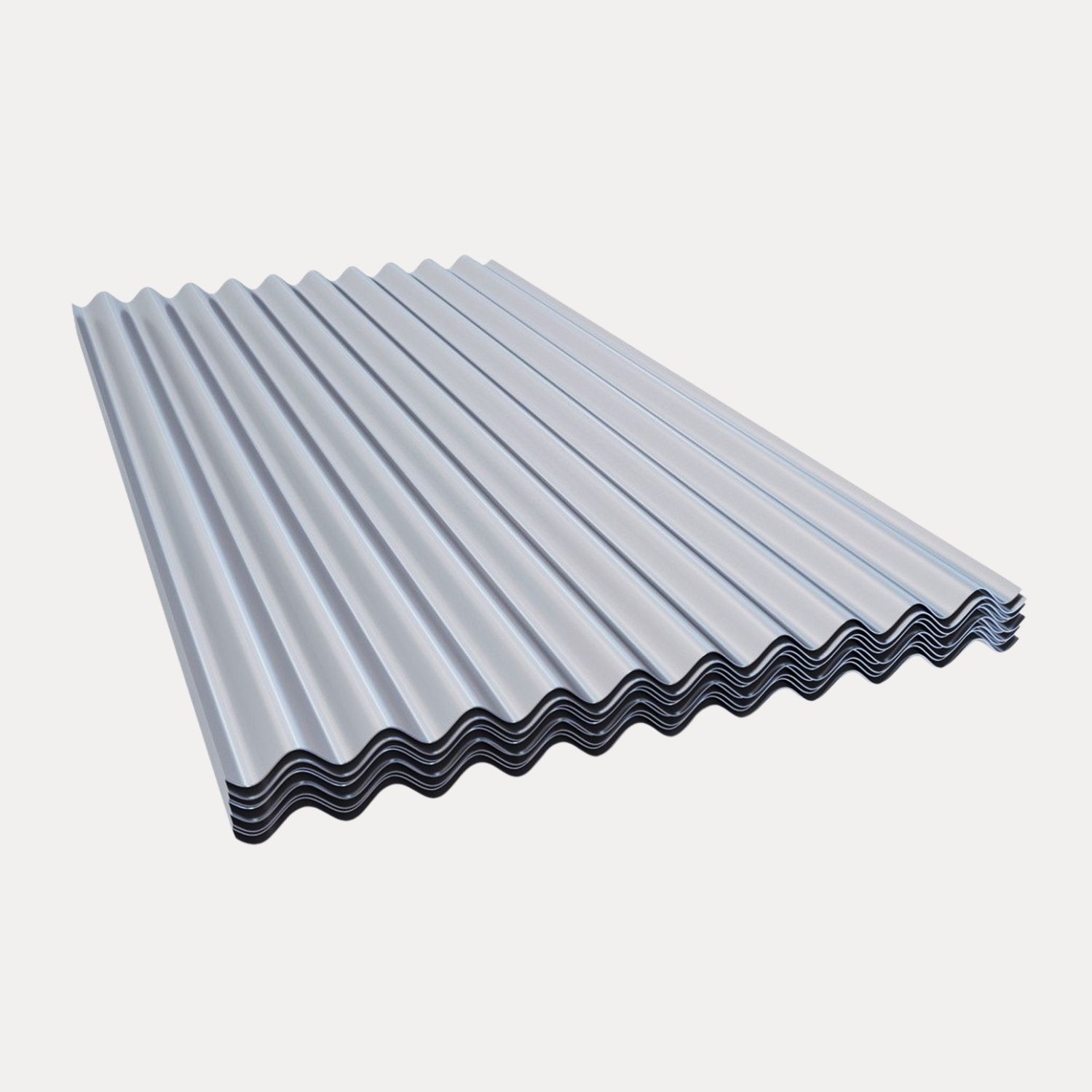Pila de láminas de metal corrugado para techos.