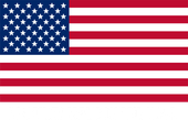 American flag with red and white stripes and blue field of white stars.