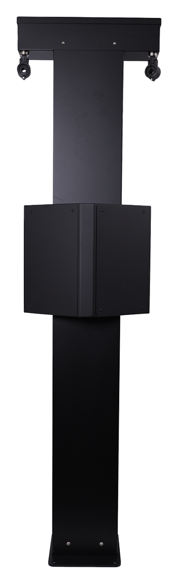 wattz up dual retraction EV charging pedestal CO-1025 with dual forward-facing housing WU-1005
