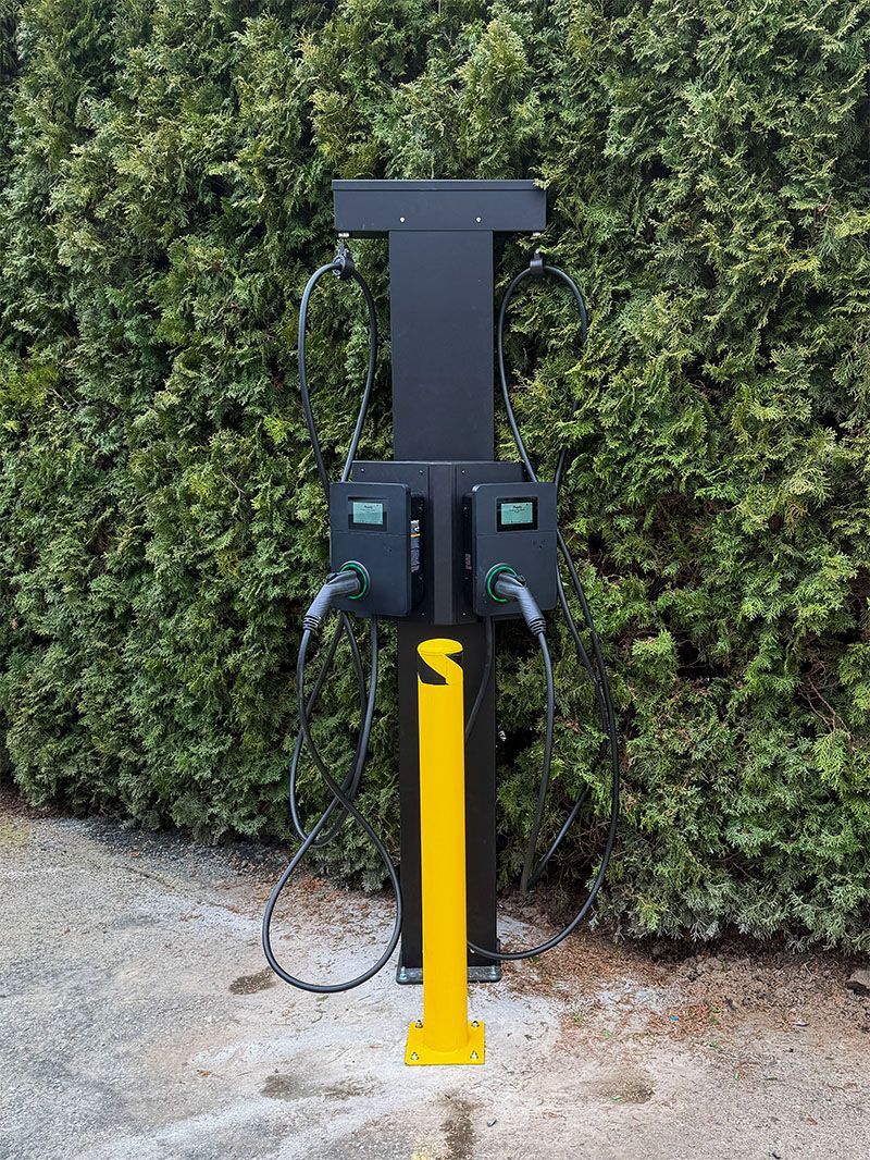 wattz up dual retraction EV charging pedestal