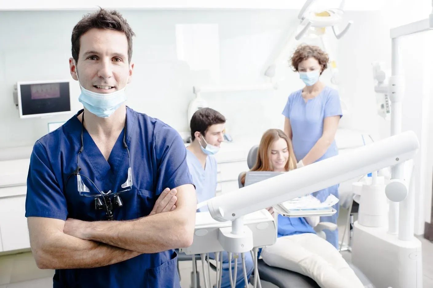 Dentists And Client — Runcorn, QLD — Runcorn Dental