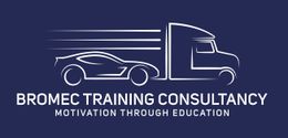 The logo for bromec training consultancy shows a truck and a car