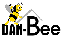 A dan bee logo with a Dan-Bee Roofing LLC top of a house