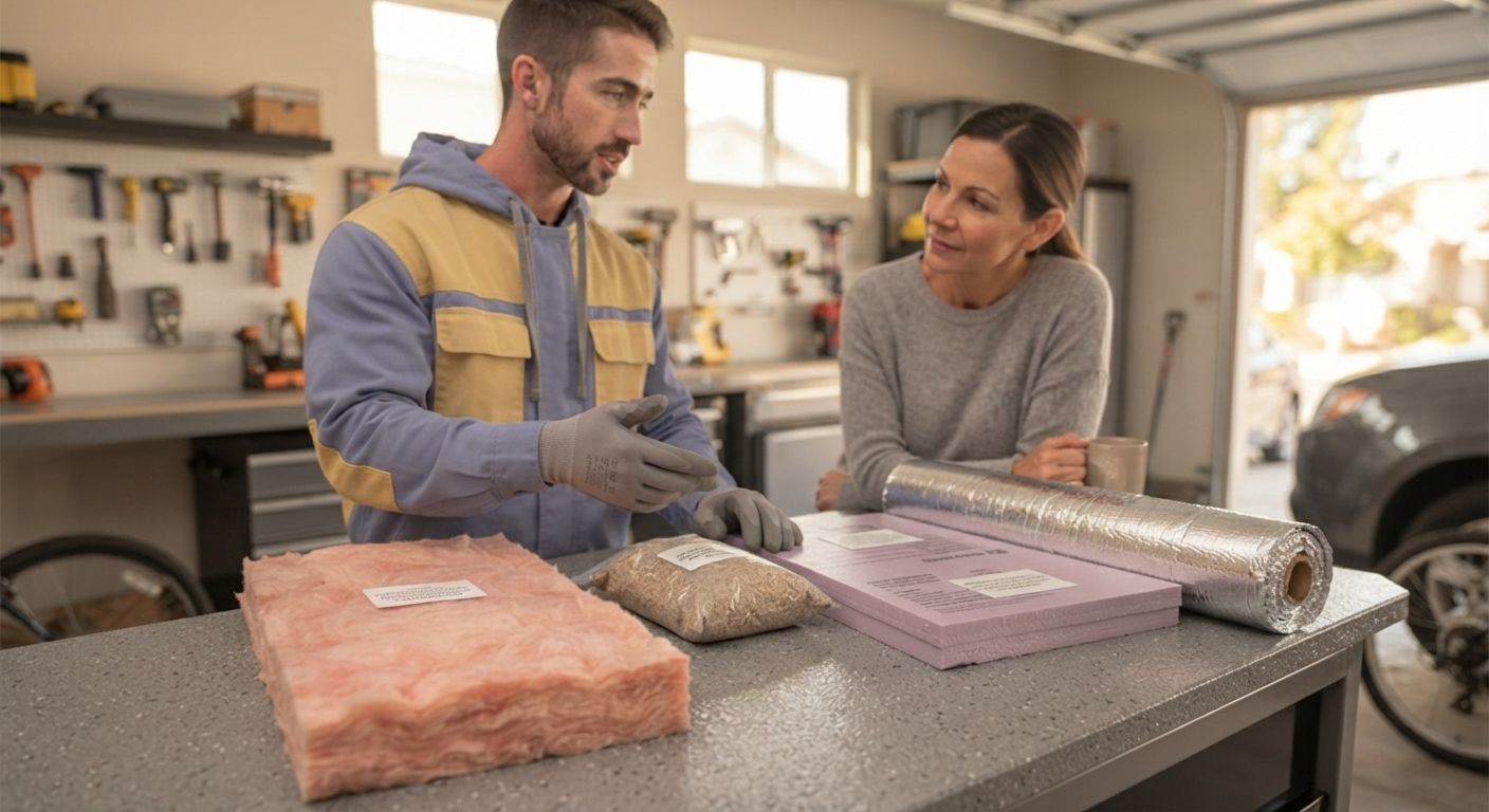 Turlock homeowner reviewing practical insulation options with a professional contractor