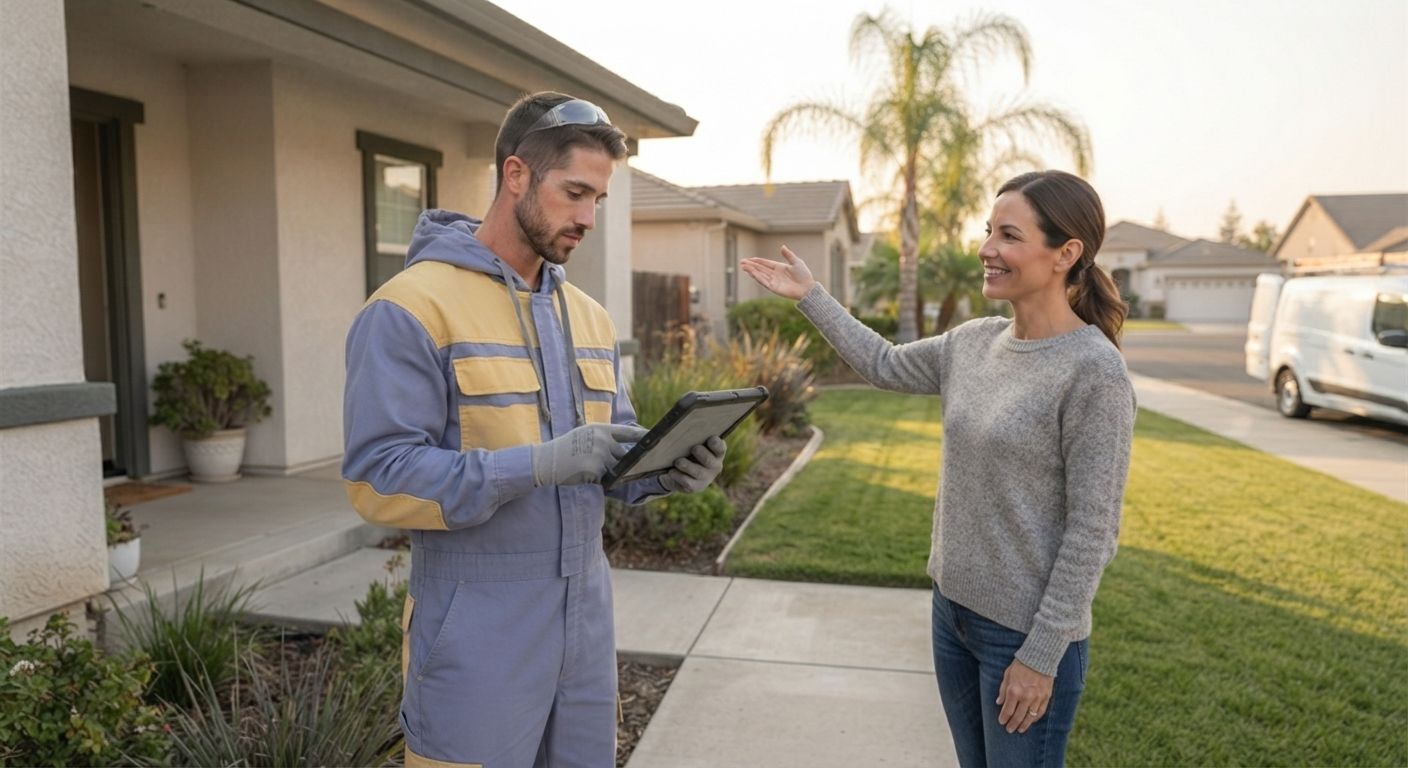 Homeowner consulting with an insulation professional in Turlock, CA