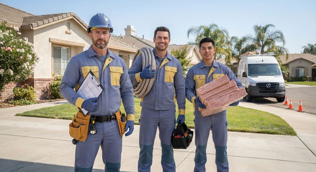Professional insulation contractor team preparing for residential insulation service in Turlock CA
