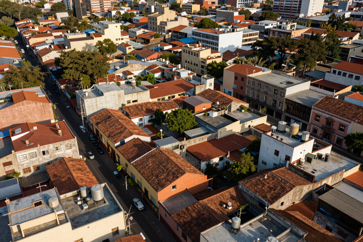 Vista aérea de techos y fachadas de Ciudad de México