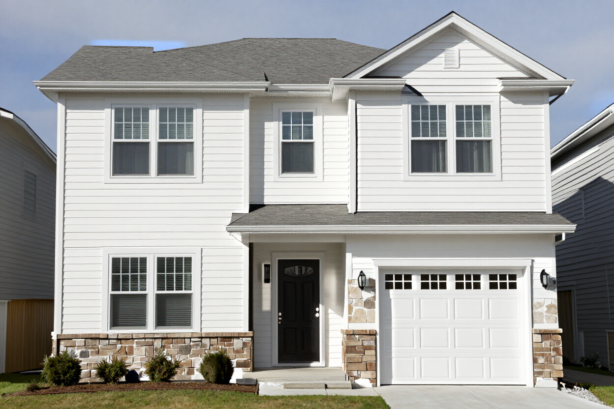 Fachada residencial con pintura exterior fresca