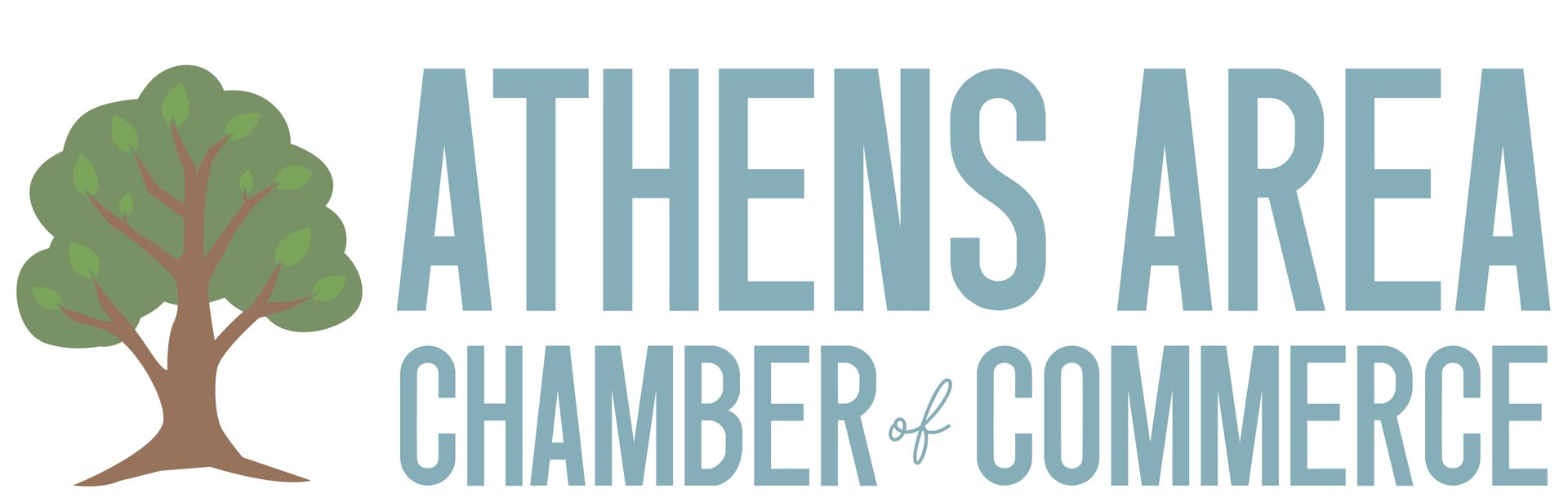The logo for the athens area chamber of commerce has a tree on it.