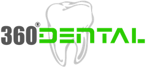 A logo for a dental office with a tooth and the words `` 360 dental ''.