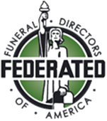 Federated Funeral Directors of America logo with a white figure and black text on green and white background
