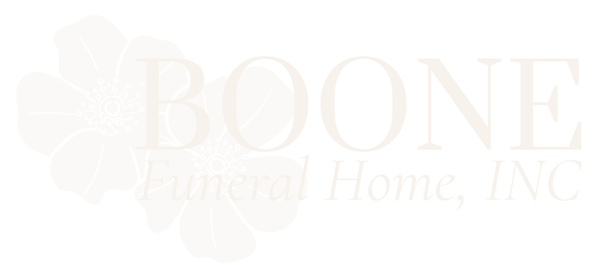 Boone Funeral Home, Inc. logo in white on a pale background