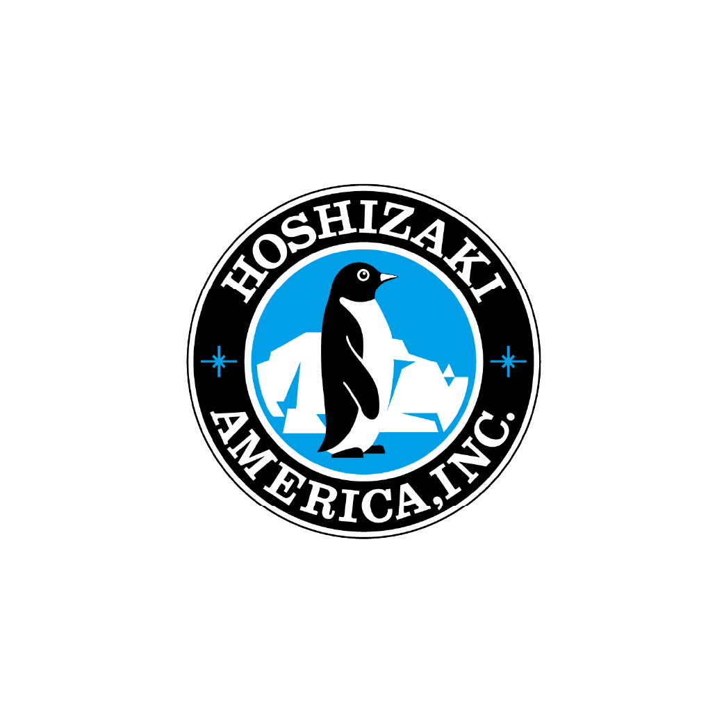 Logo of Hoshizaki America, Inc. featuring a penguin in a blue circle with icebergs. Black text on a circular border.