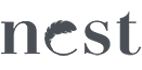 The word nest is written in black on a white background.