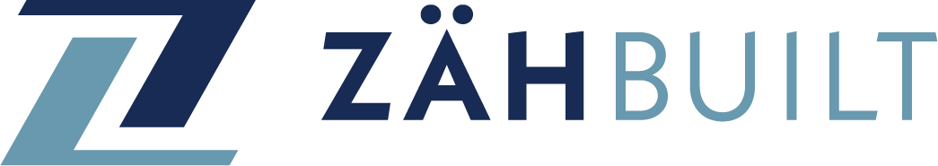 A blue and white logo for 7 zahbuilt
