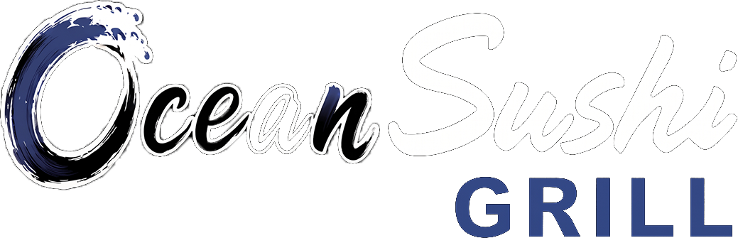 Ocean Grill logo with blue and black text on a white background