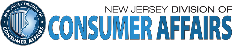 Logo of the New Jersey Division of Consumer Affairs. Blue and white design, with text and a state outline.