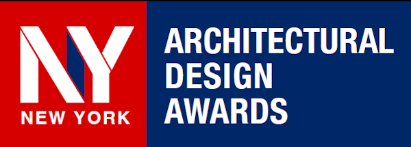 Logo for the New York Architectural Design Awards, red and blue blocks.