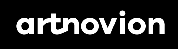 The word artnovion is written in white on a black background