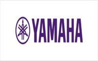 The yamaha logo is purple and white on a white background.