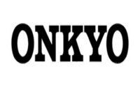 A black and white logo for onkyo on a white background.