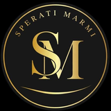 Logo monogramma “SM” dorato su sfondo circolare nero, con la scritta “SPERATI MARMI” lungo il bordo superiore