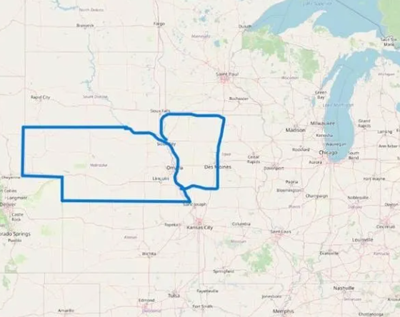 A map of pennsylvania is shown on a google map.