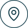 A dark outline of a location pin icon centered inside a circular border.