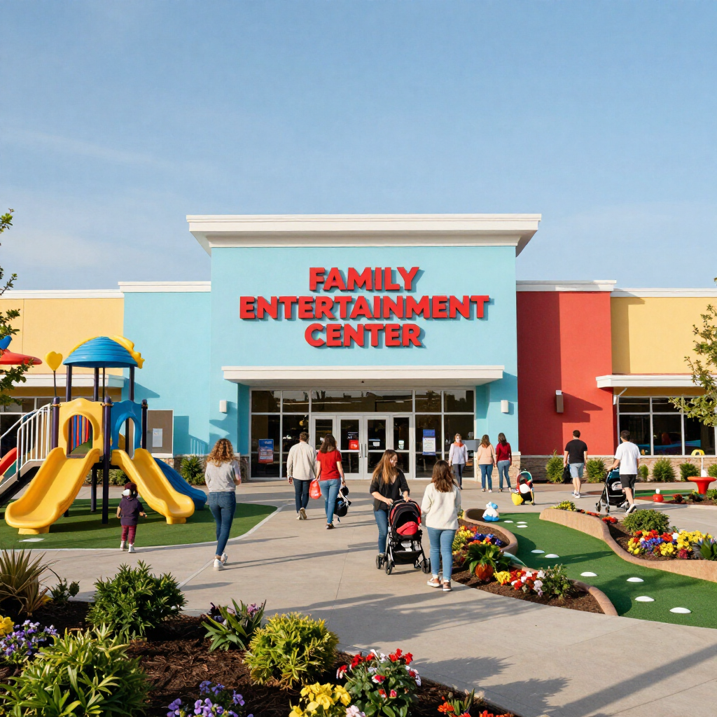 Family entertainment center insurance guide with logo and phone number