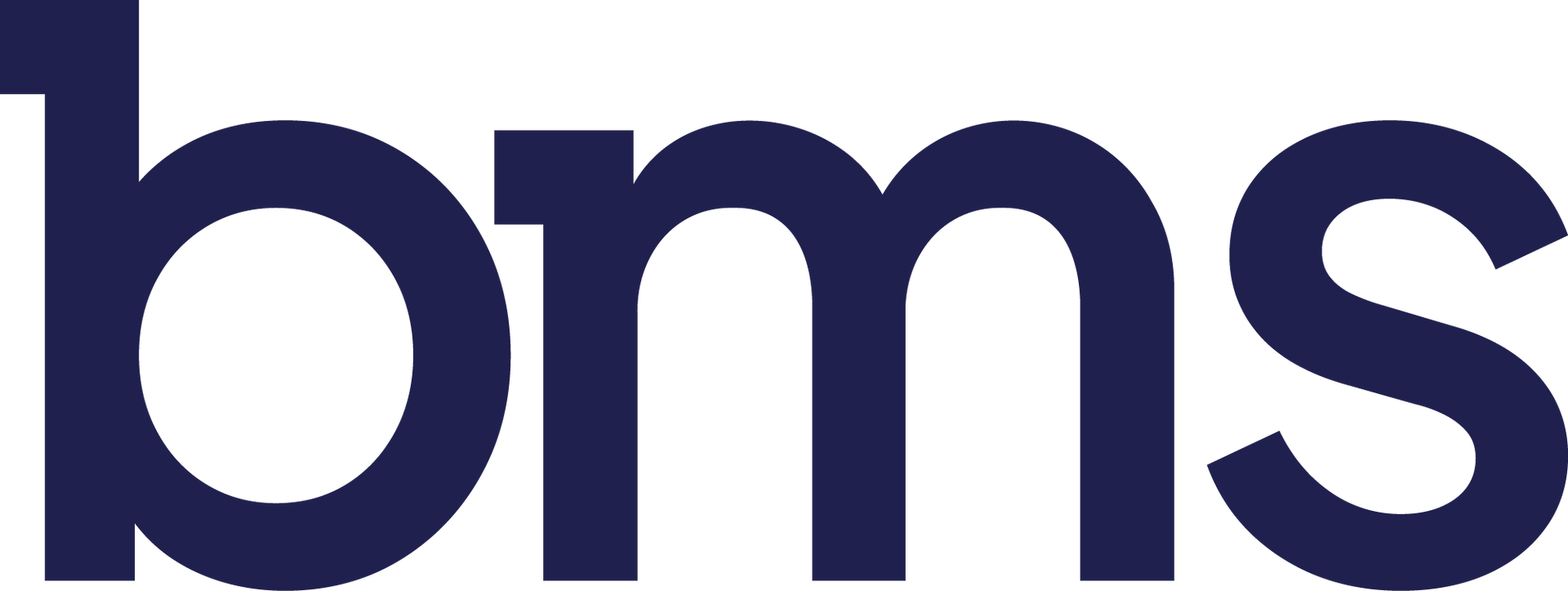 Blue lowercase “bms” logo on a white background