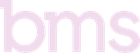 Pale pink lowercase “bms” letters on a light background