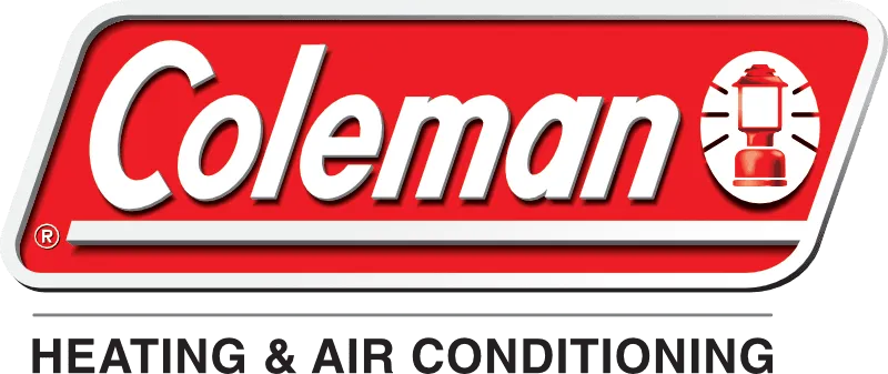 The red Coleman Heating & Air Conditioning logo featuring white text and a red lantern icon.