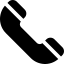 Black phone handset icon on a white background