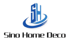 Logo: blue "SH" tower above a blue swoosh, with "Sino Home Deco" text below.