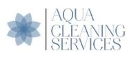 Aqua Cleaning Services logo with blue flower icon and gray text