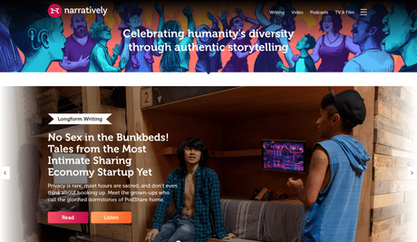 Website homepage with diverse people and text: 