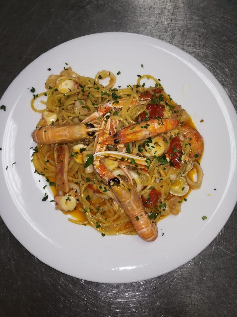 Spaghetti con gamberi
