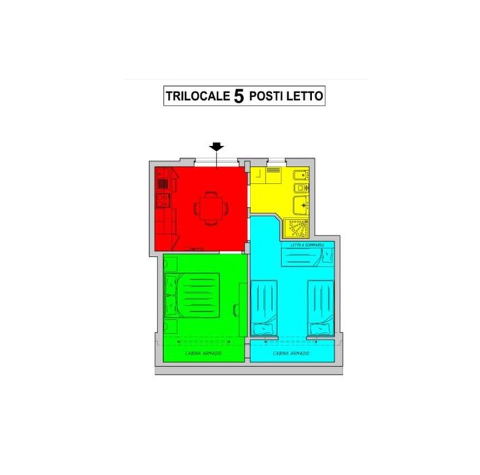 Trilocale 5 posti letto
