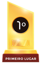 Um troféu que diz o primeiro lugar nele